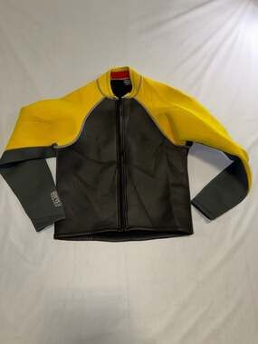 Vintage Jetpilot Rubber Jet Ski Wetsuit Jacket Neoprene Men's Large Yellow Black
